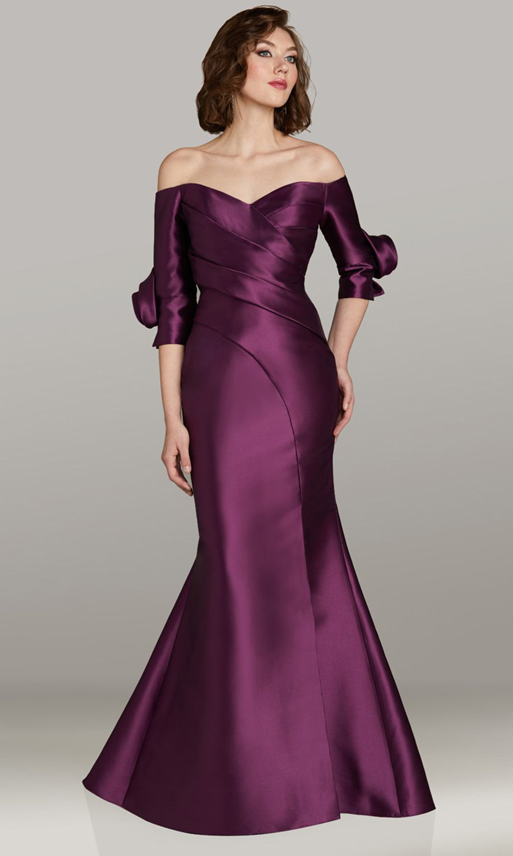 Gia Franco 12487 - Draped Off Shoulder Evening Gown Formal Gowns in Plum 