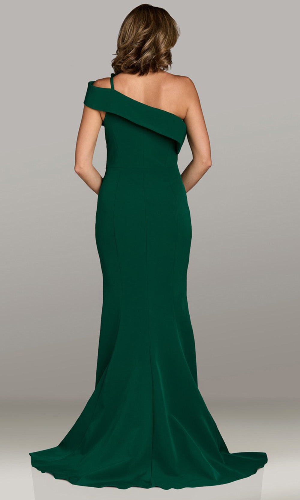 Gia Franco 12506 - Floral Accent Asymmetric Sheath Gown Mother of the Bride Dresses in Emerald 