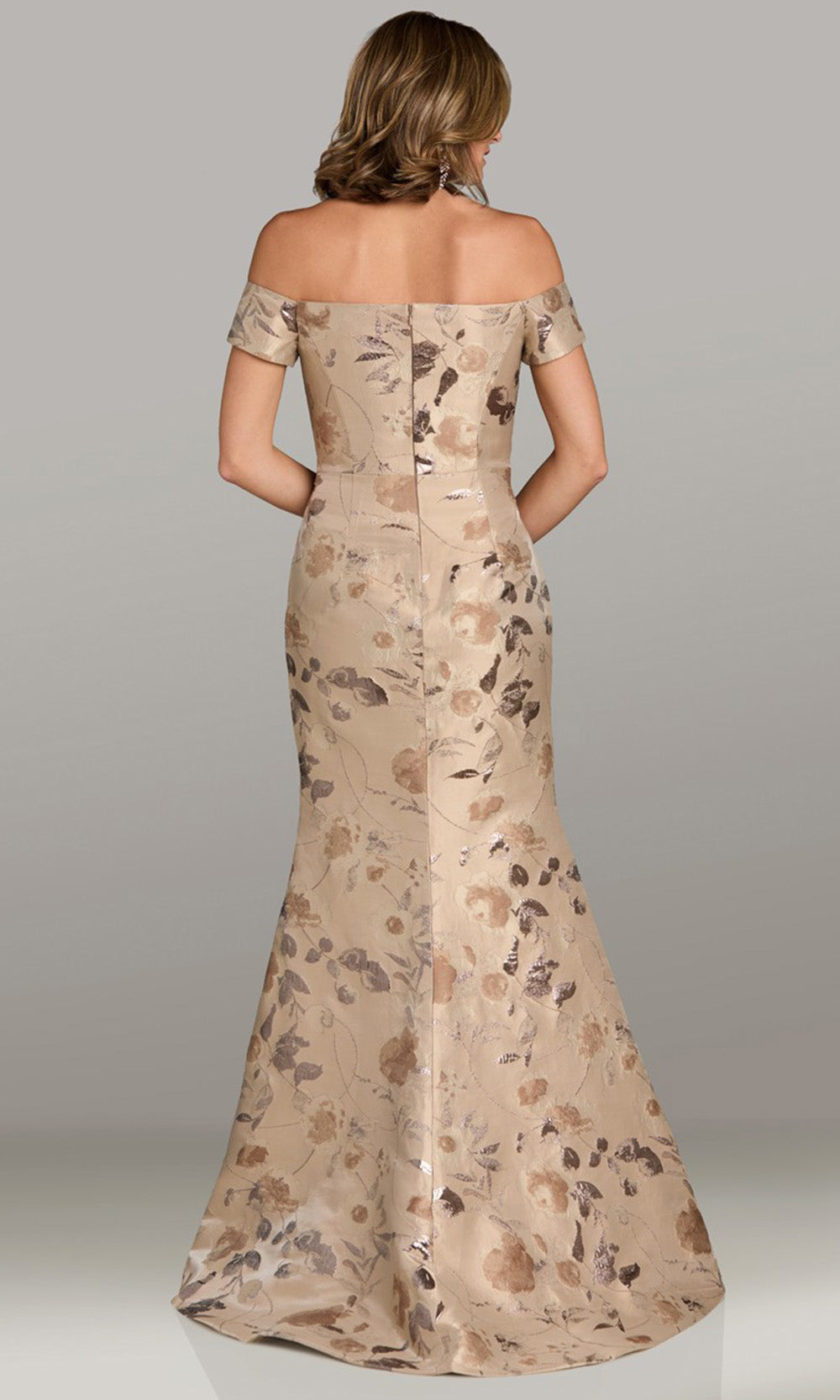Gia Franco 12519 - Off Shoulder Side Peplum Evening Dress Mother of the Bride Dresses in Champagne 
