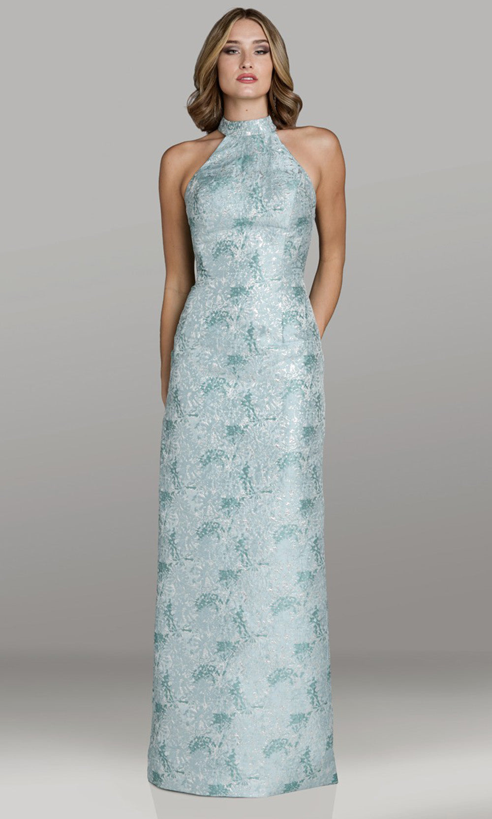Gia Franco 12530 - Cutout Back Column Evening Gown with Slit Formal Gowns in Aqua 