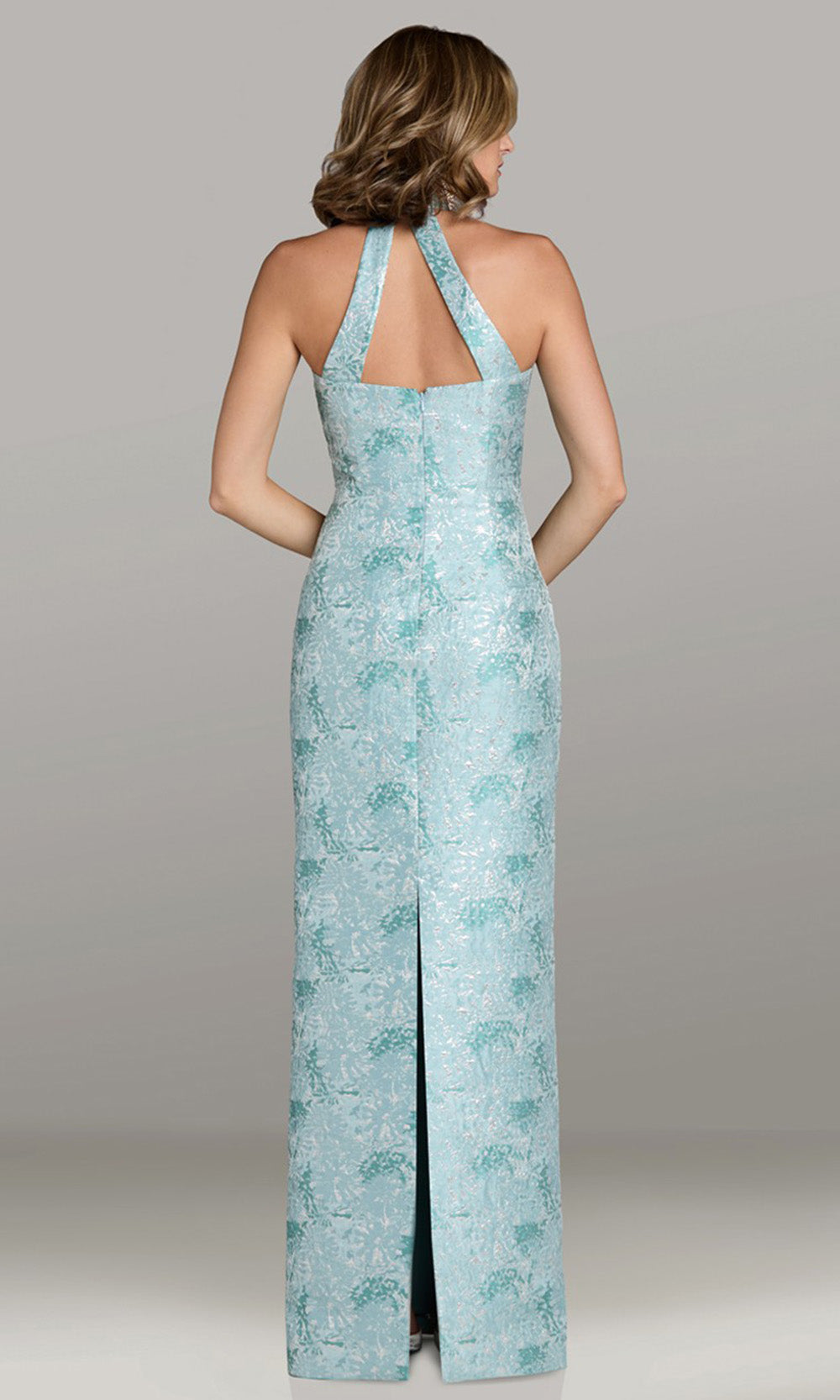 Gia Franco 12530 - Cutout Back Column Evening Gown with Slit Formal Gowns in Aqua 