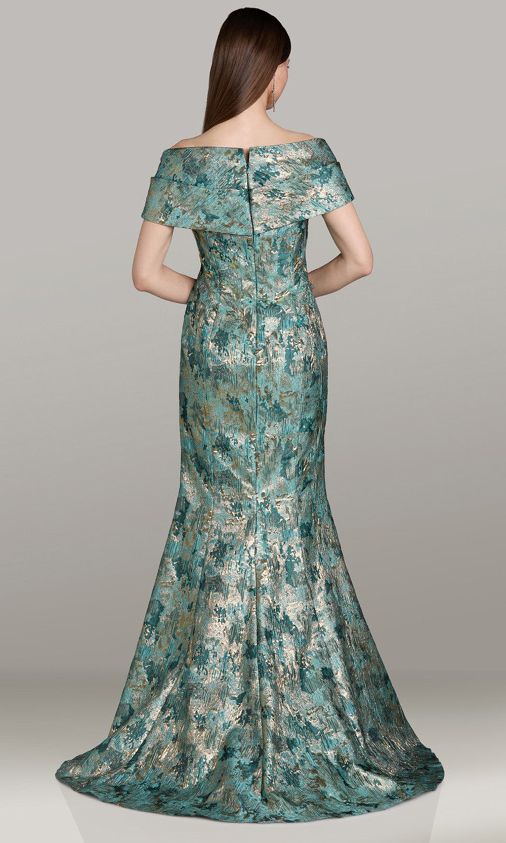 Gia Franco 12565 - Folded Short Sleeve Textured Evening Dress Mother of the Bride Dresses in Emerald 