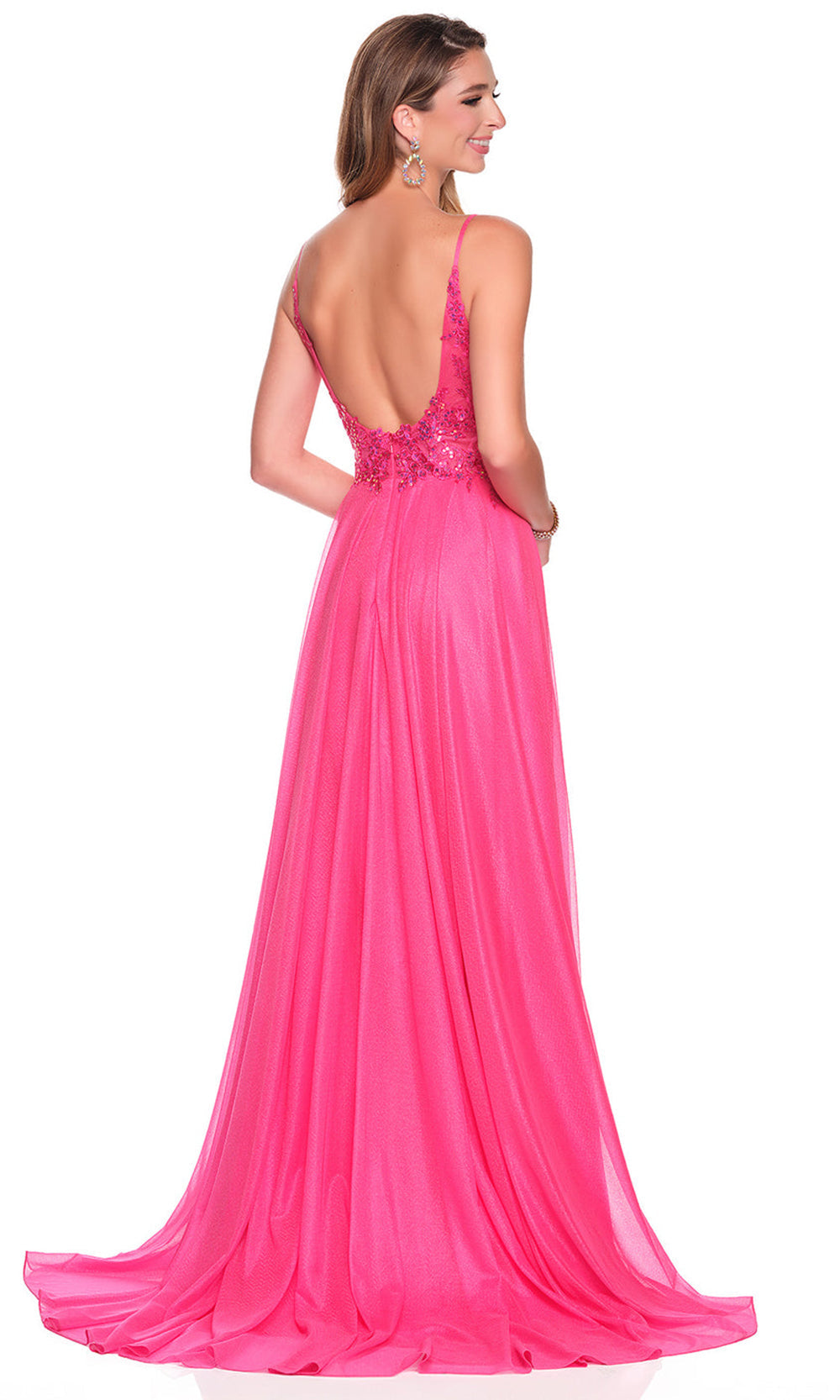 Dave & Johnny 12570 - V-Neck Flowy A-Line Gown with Appliques Prom Dresses