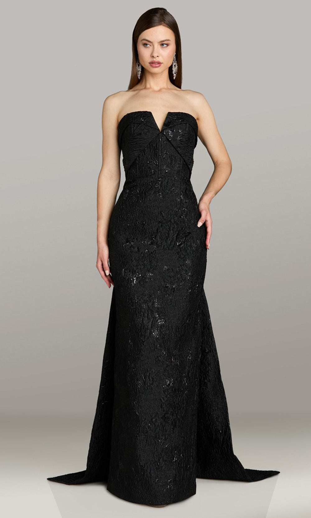 Gia Franco 12571 - Notched Strapless Textured Evening Dress Mother of the Bride Dresses in Black 