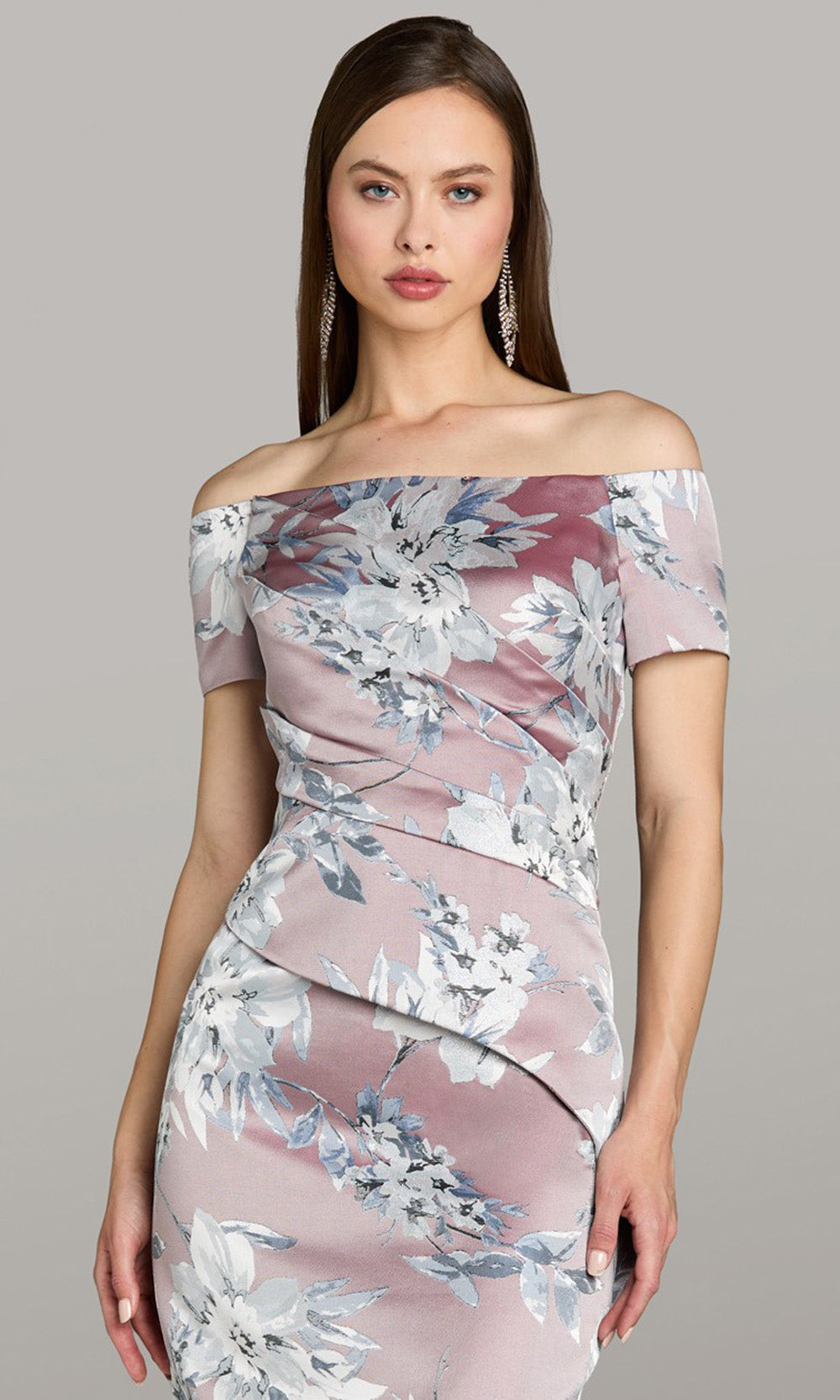 Gia Franco 12573 - Wrapped Bodice Off Shoulder Evening Dress Mother of the Bride Dresses in Blush 