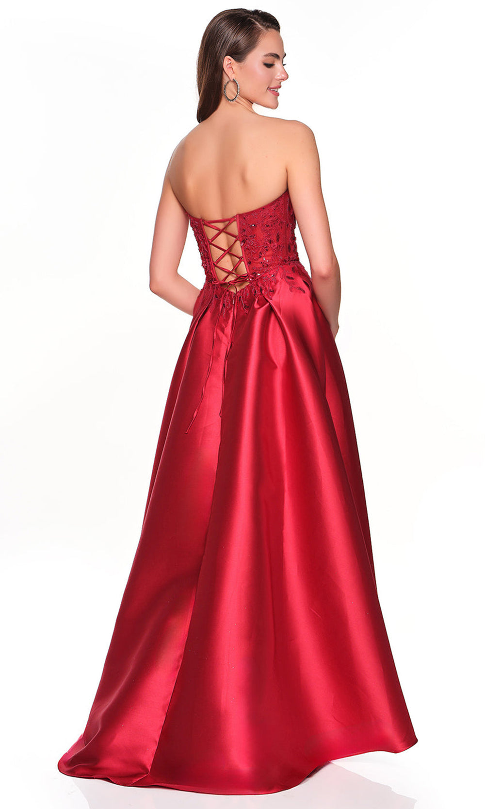 Dave & Johnny 12575 - Sweetheart Satin Beaded Corset Gown Prom Dresses