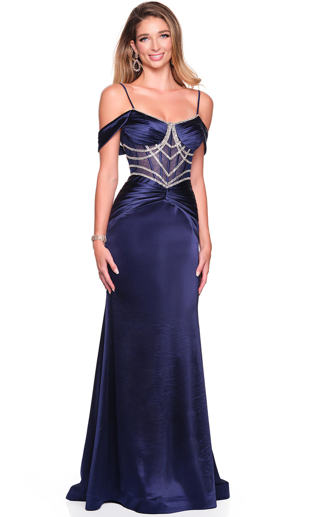 Dave & Johnny 12576 - Scoop Neck Cold Shoulder Prom Gown Prom Dresses