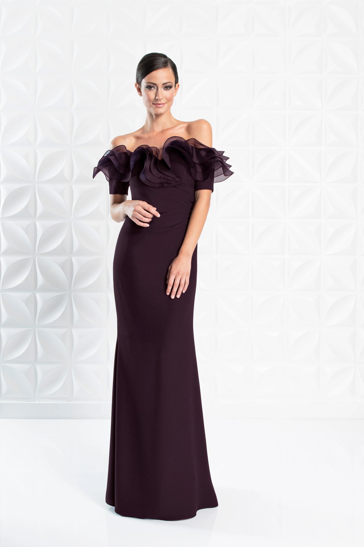Alexander by Daymor - 1257 Ruffled Off Shoulder Sheath Dress