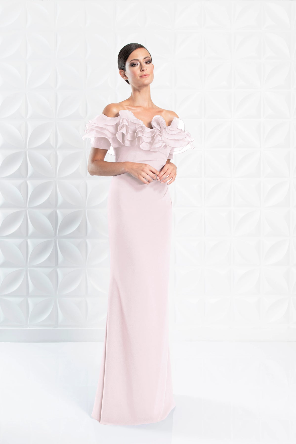 Alexander by Daymor - 1257 Ruffled Off Shoulder Sheath Dress