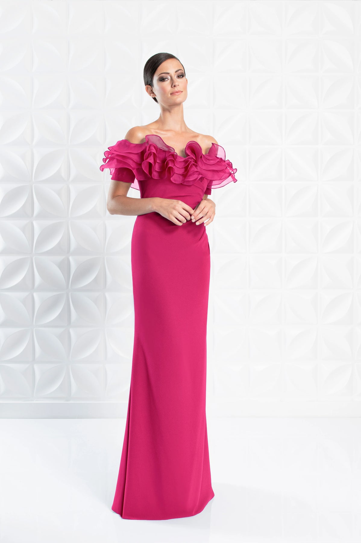 Alexander by Daymor - 1257 Ruffled Off Shoulder Sheath Dress
