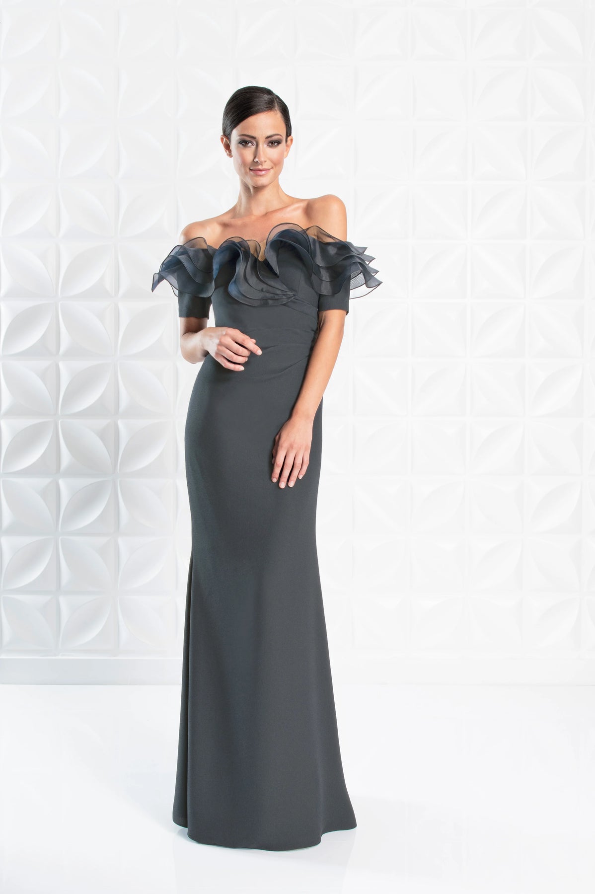 Alexander by Daymor - 1257 Ruffled Off Shoulder Sheath Dress