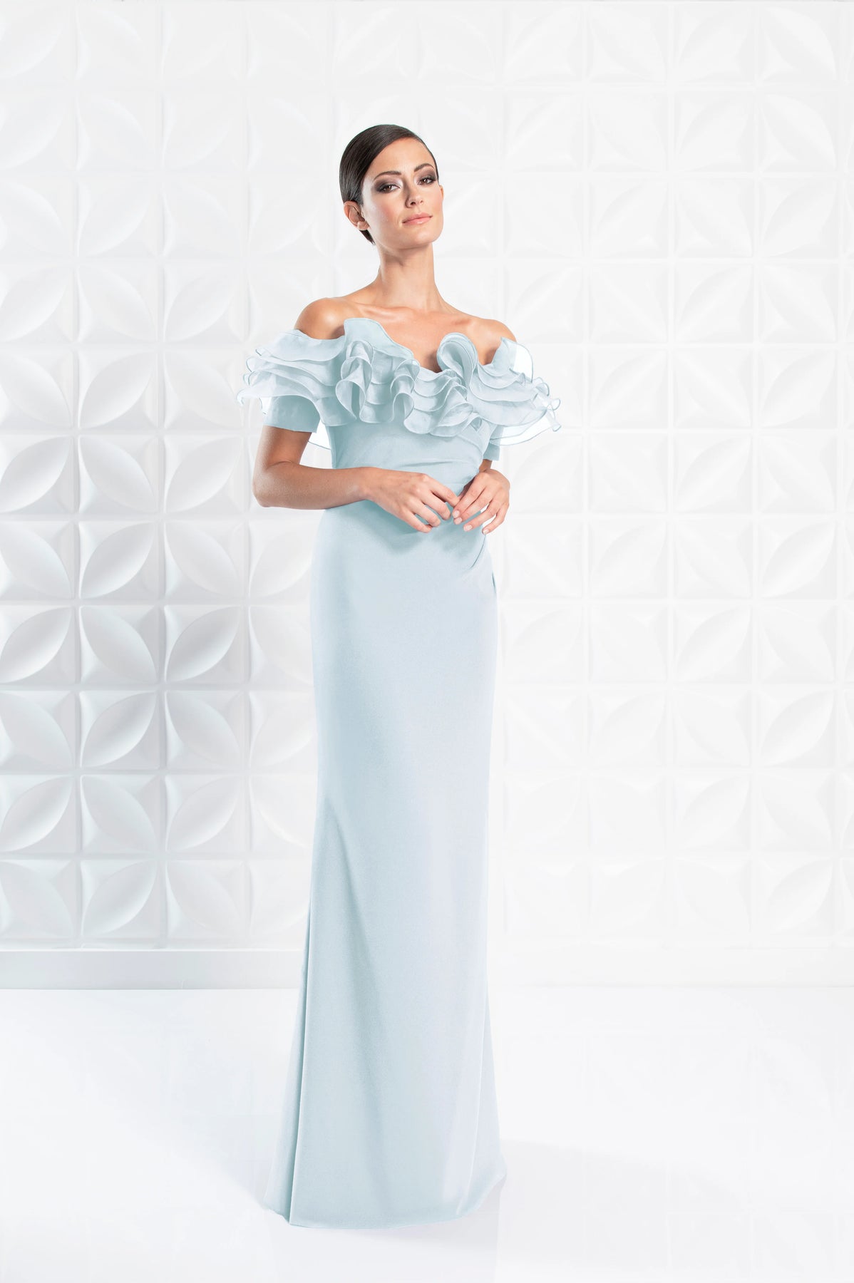 Alexander by Daymor - 1257 Ruffled Off Shoulder Sheath Dress