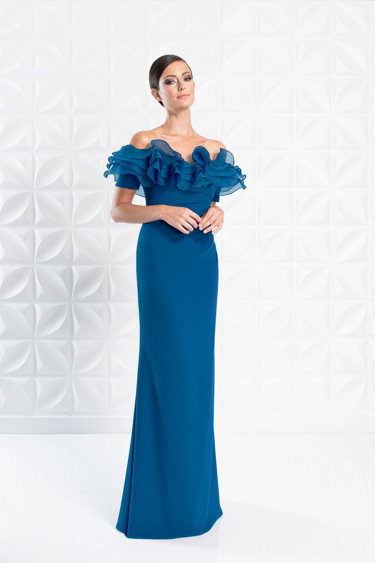 Alexander by Daymor - 1257 Ruffled Off Shoulder Sheath Dress
