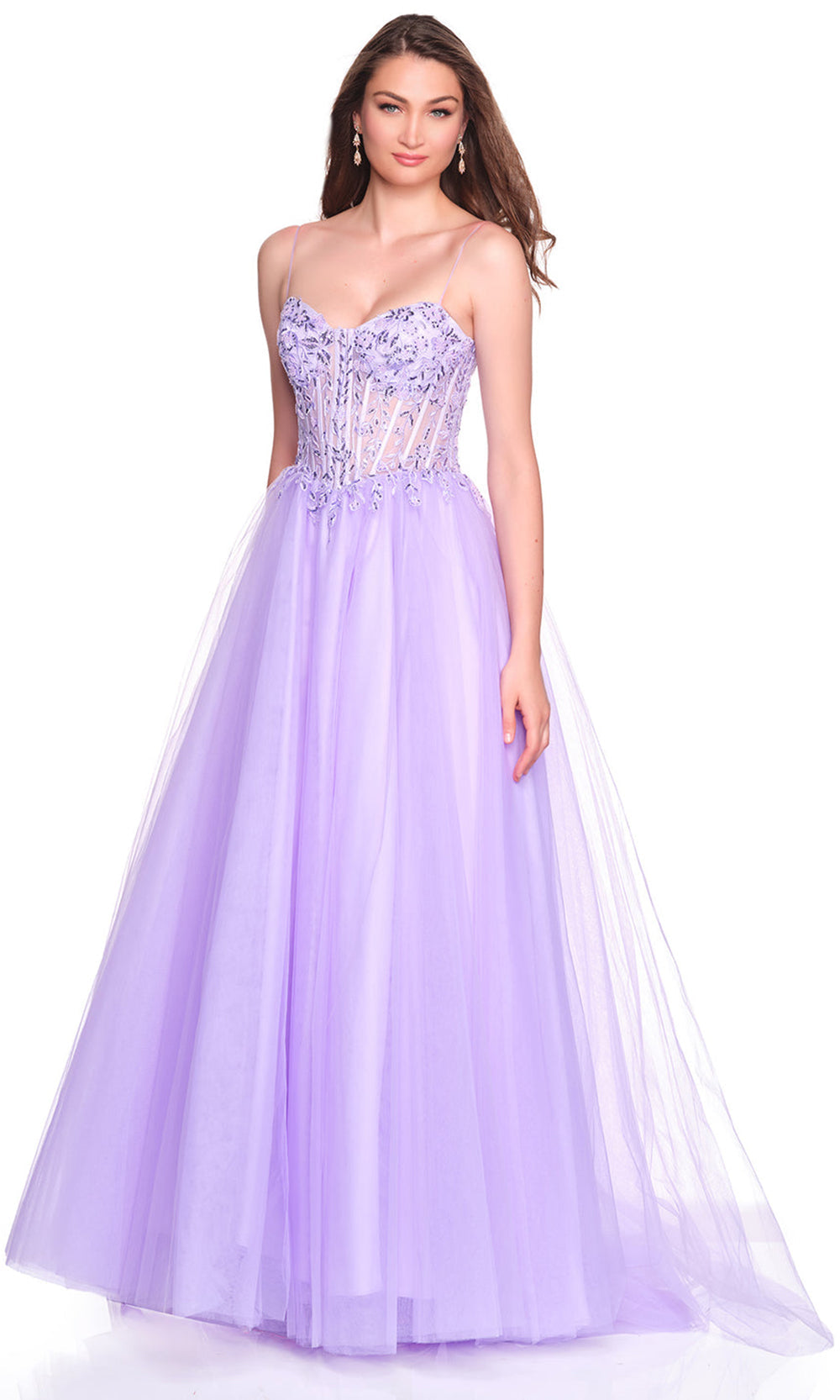 Dave & Johnny 12581W - Sweetheart Basque Layered Tulle Gown Prom Dresses