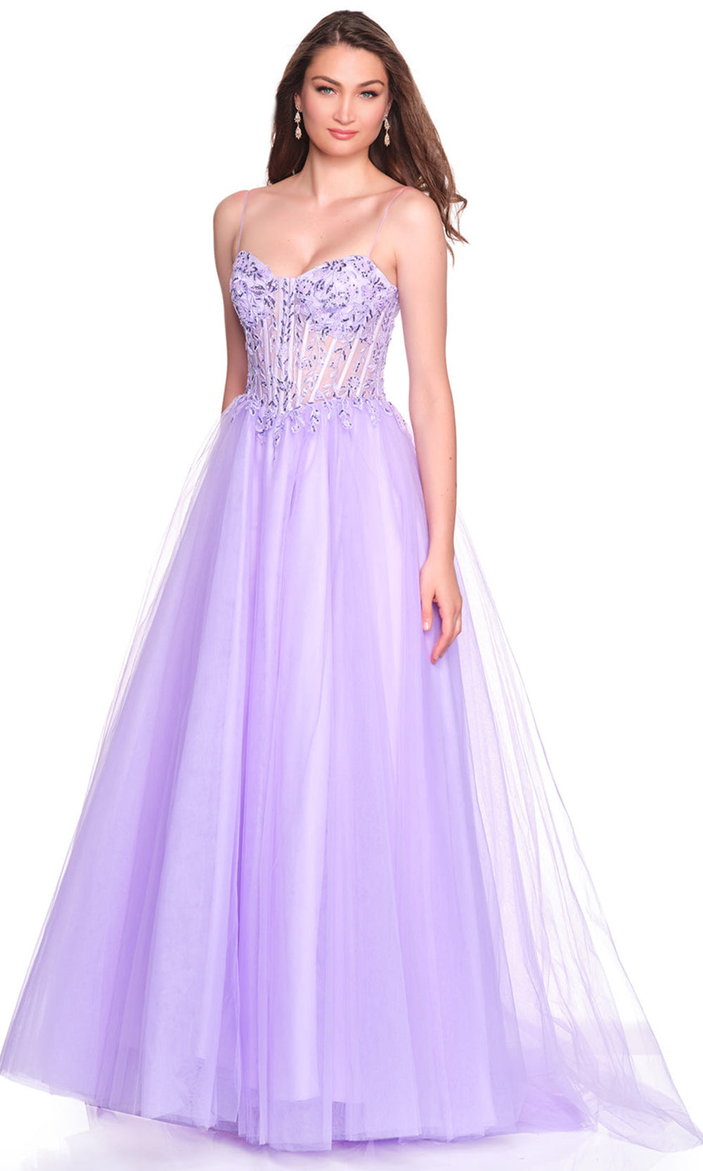 Dave & Johnny 12581 - Corset Style Sweetheart Tulle Gown Prom Dresses
