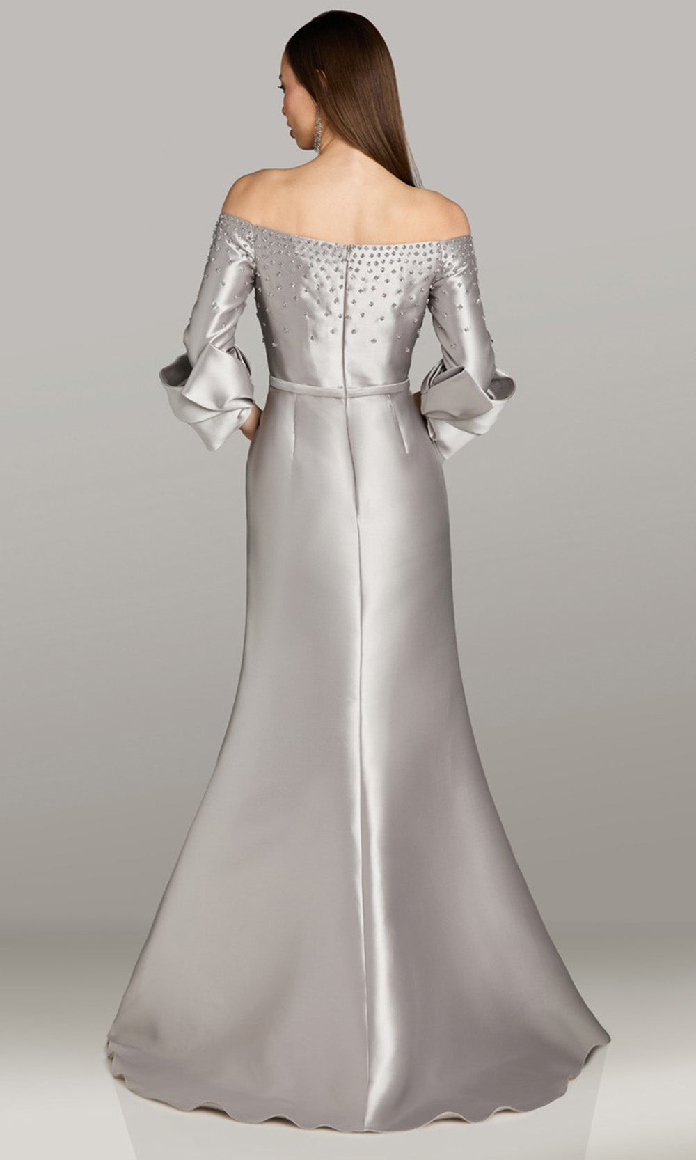 Gia Franco 12581 - Embellished Off Shoulder Gown with Sculptural Cuffs Mother of the Bride Dresses in Silver 