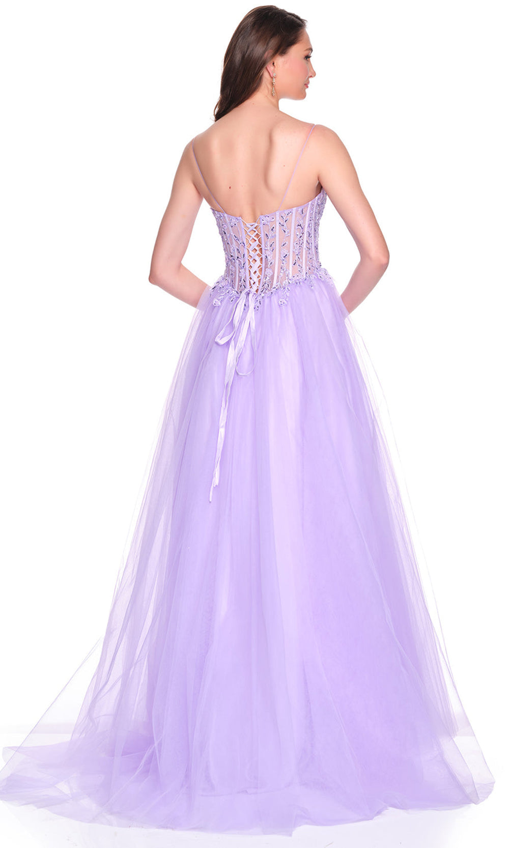 Dave & Johnny 12581 - Corset Style Sweetheart Tulle Gown Prom Dresses