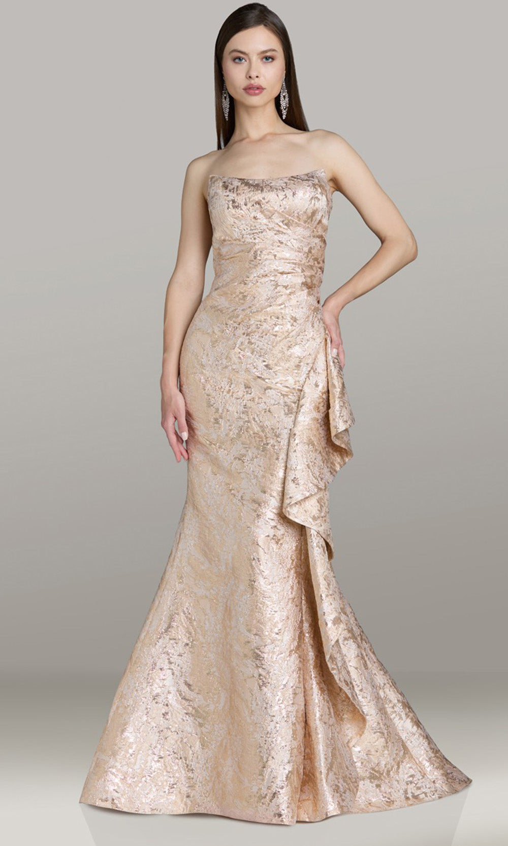Gia Franco 12590 - Strapless Draped Mermaid Evening Gown Mother of the Bride Dresses in Champagne 