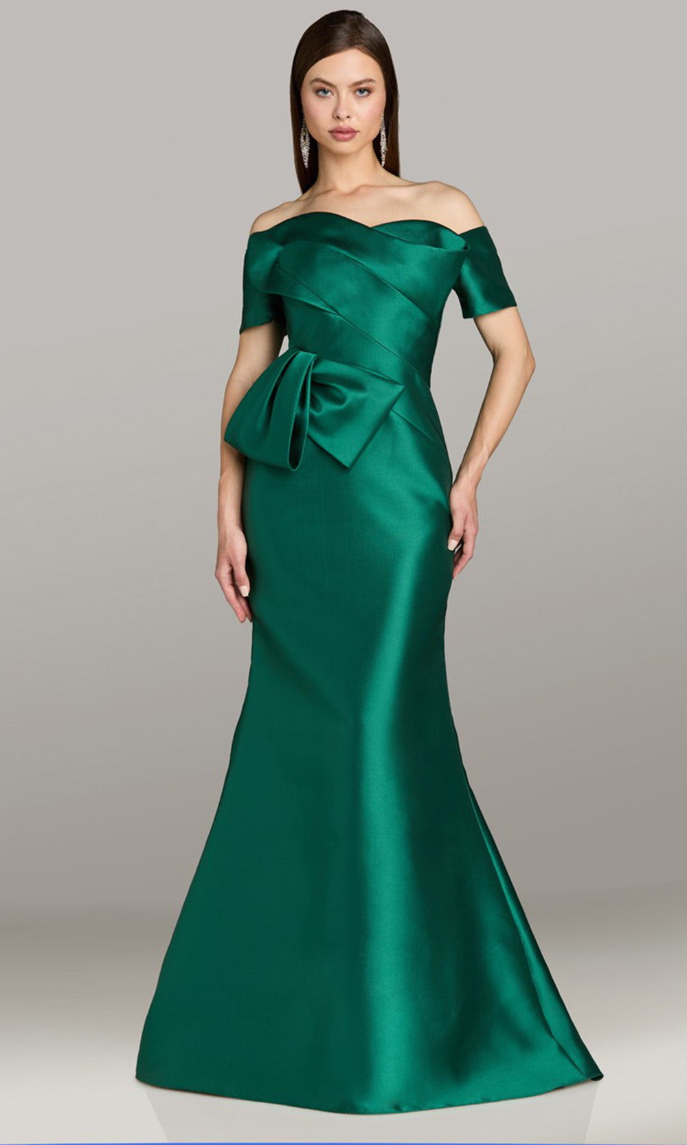 Gia Franco 12593 - Off Shoulder Evening Dress with Pleated Detail Mother of the Bride Dresses in Emerald 