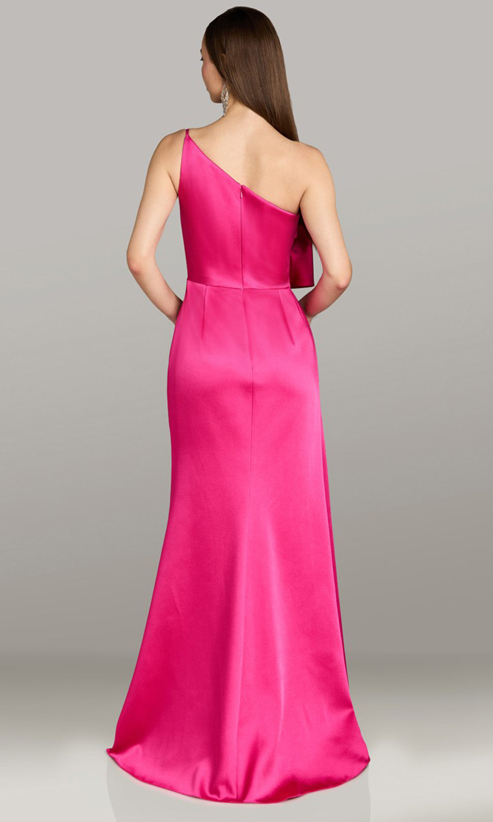 Gia Franco 12595 - Ruched Detail Asymmetric Fitted Gown Mother of the Bride Dresses in Fuchsia 