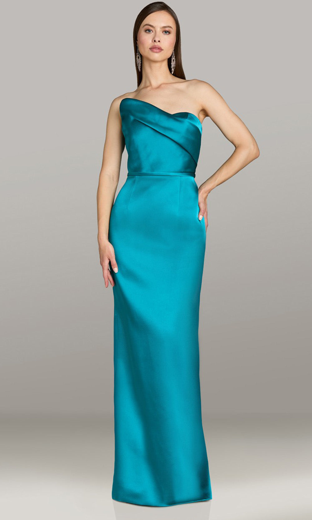 Gia Franco 12596 - Back Slit Asymmetric Evening Dress Mother of the Bride Dresses in Teal 
