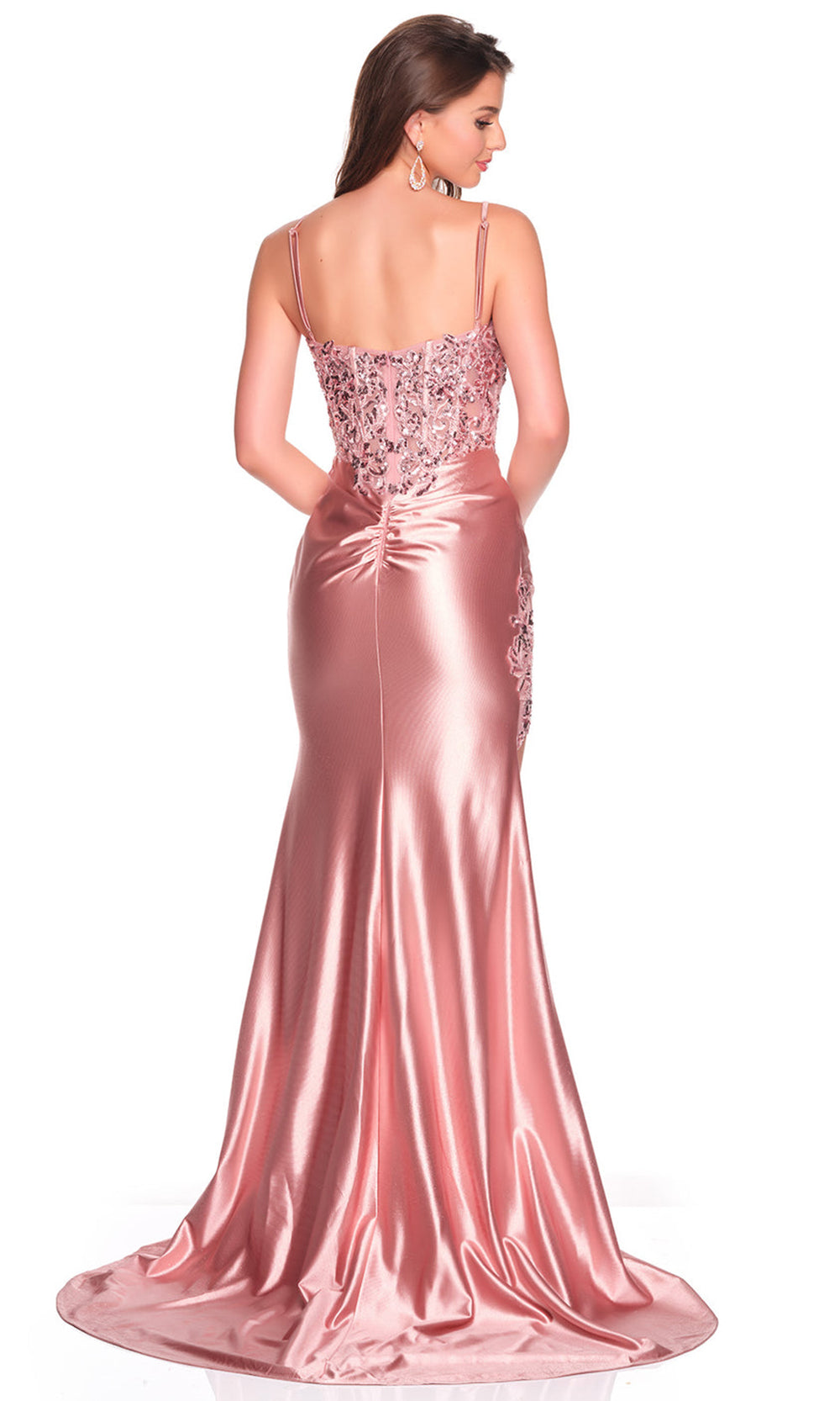 Dave & Johnny 12601 - Lace Applique Thin Strap Fitted Gown Prom Dresses