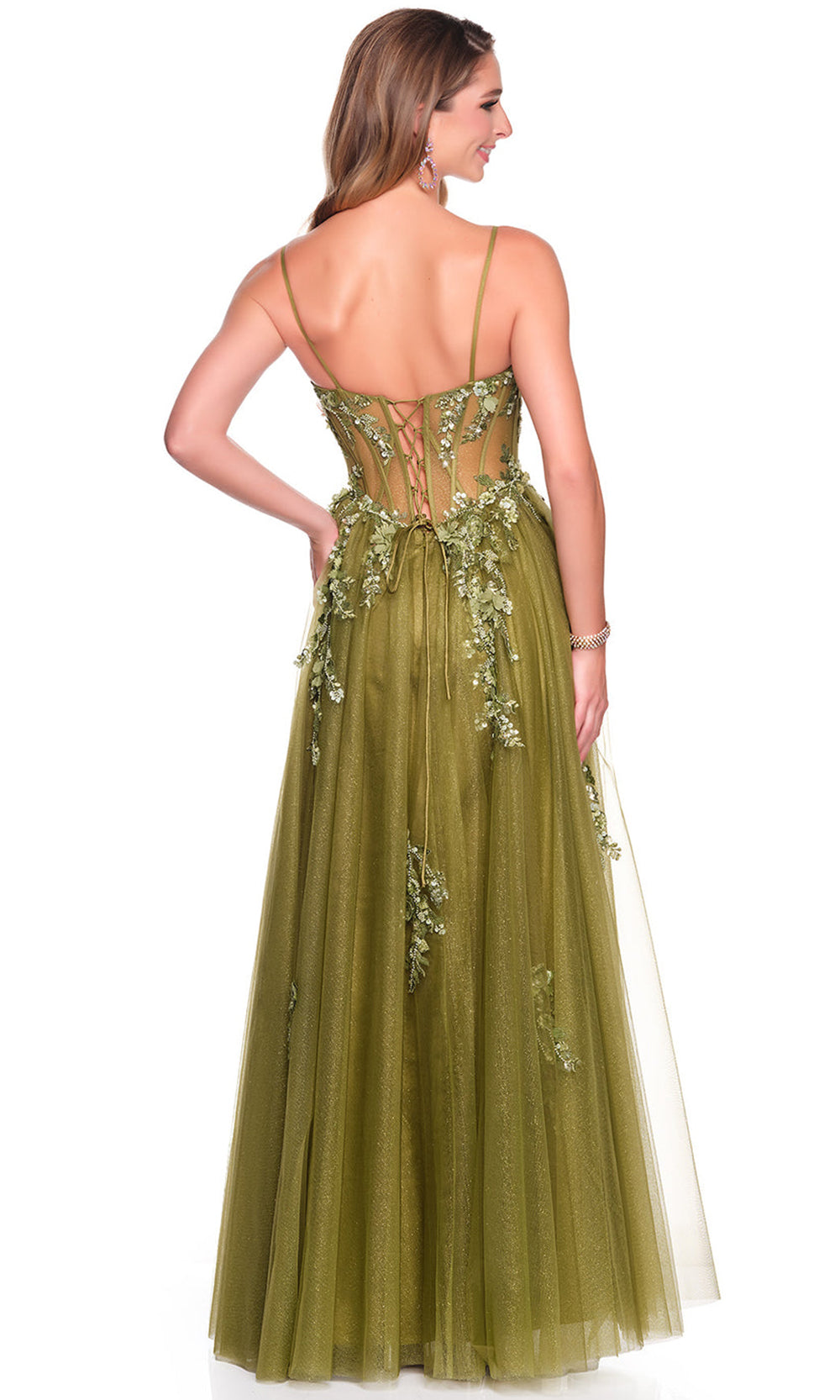 Dave & Johnny 12602 - Lace-Up Back Floral Embellished Gown Prom Dresses