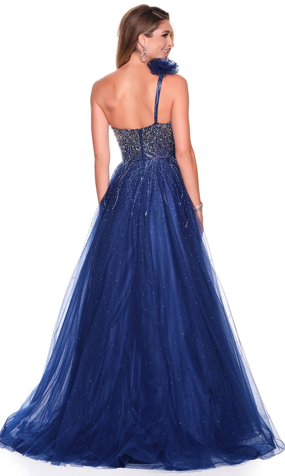 Dave & Johnny 12634 - Stone Embellished Asymmetric Ballgown Ball Gowns