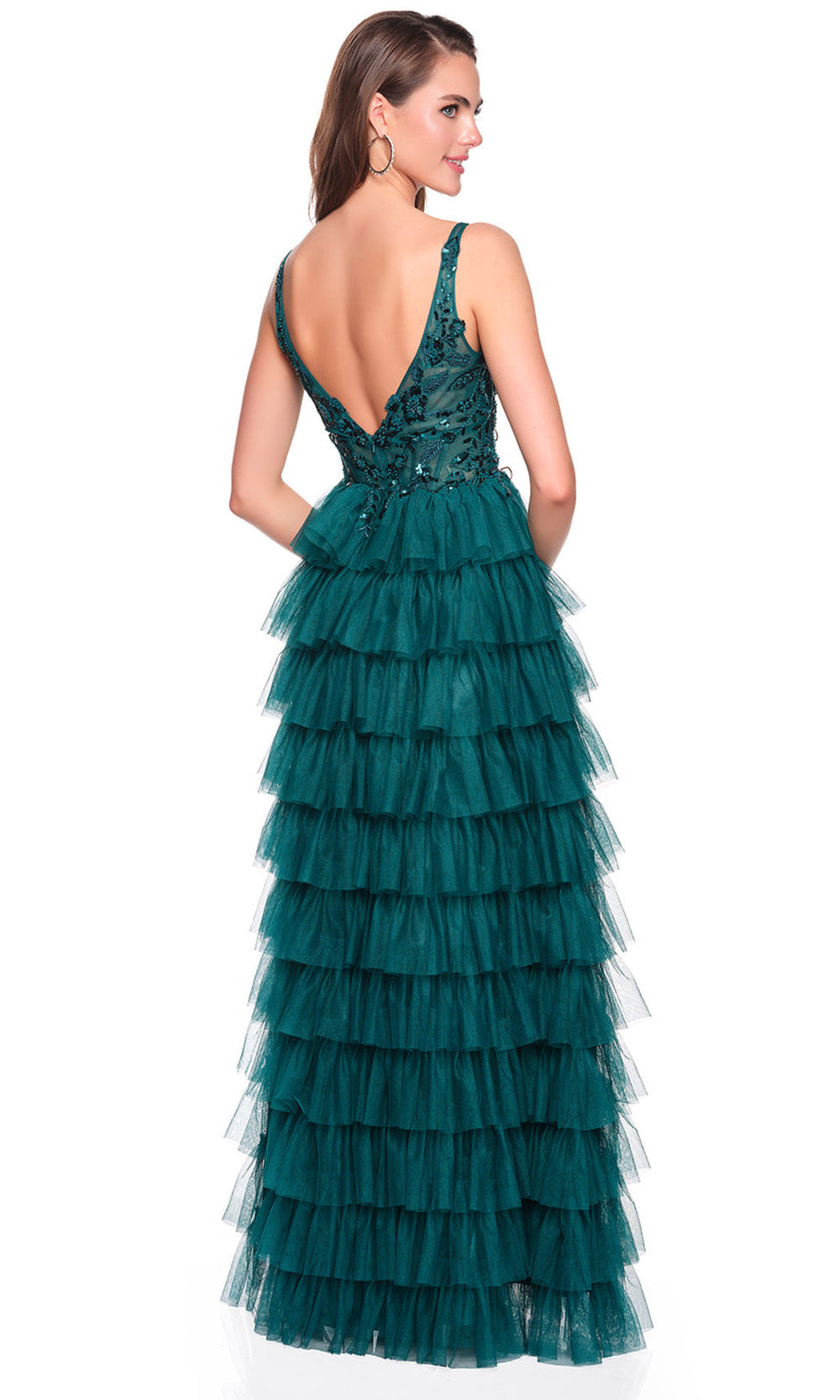 Dave & Johnny 12635 - Sleeveless A-Line Tiered Ruffle Dress Prom Dresses