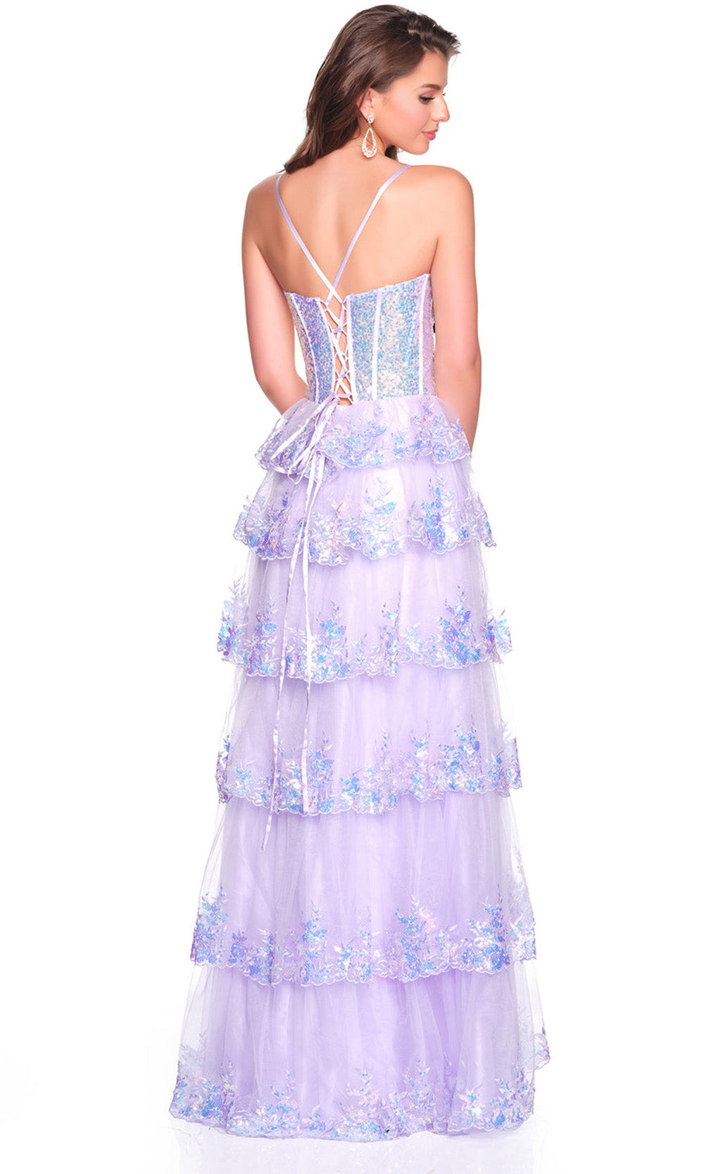 Dave & Johnny 12636 - Tiered A-Line Sequin Embellished Dress Prom Dresses