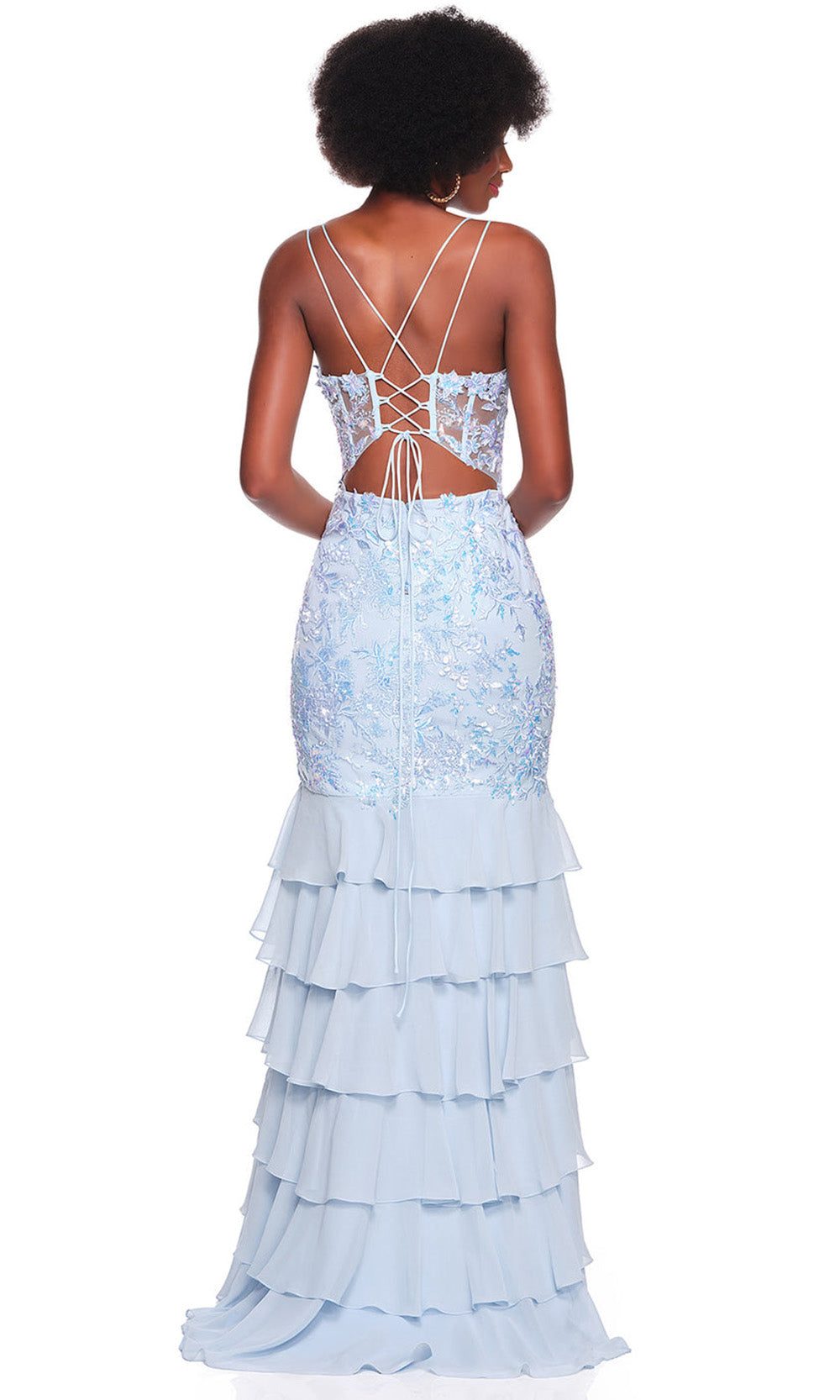 Dave & Johnny 12671 - Tiered Chiffon Mermaid Sleeveless Dress Prom Dresses
