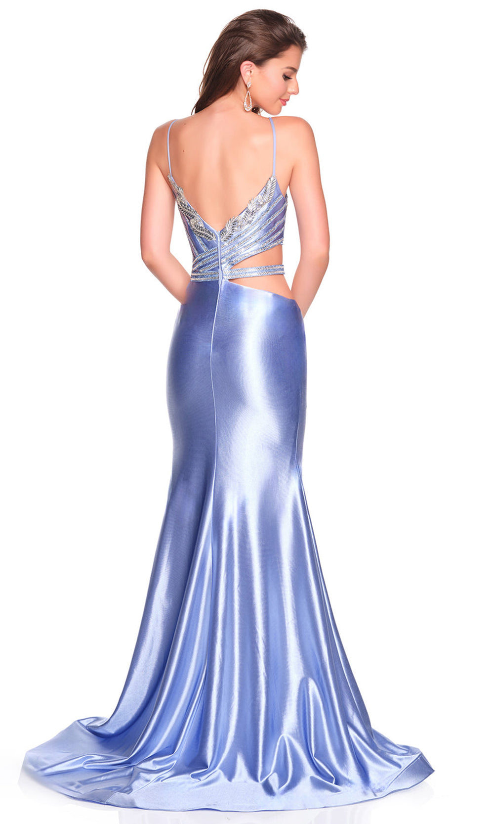 Dave & Johnny 12676 - Cutout Sides V-Back Sheath Gown Prom Dresses