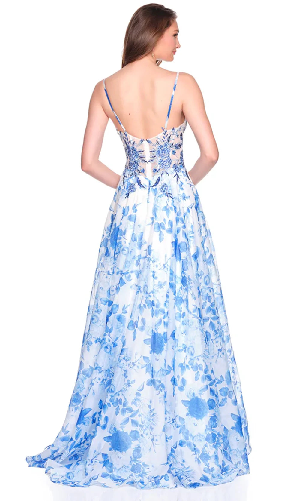 Dave & Johnny 12684 - Floral Sleeveless A-Line Long Dress Prom Dresses