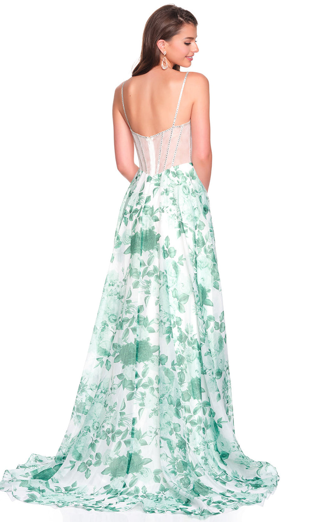 Dave & Johnny 12686 - Floral Illusion Corset A-Line Gown Prom Dresses