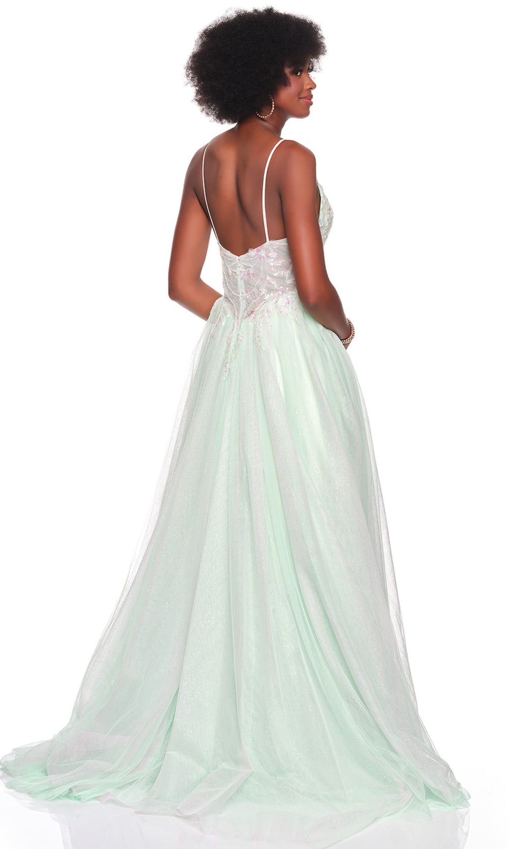 Dave & Johnny 12687 - Layered Tulle Embellished V-Neck Gown Ball Gowns