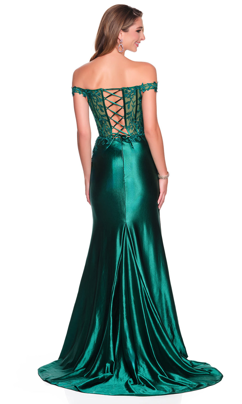 Dave & Johnny 12689 - Embroidered Ruched Slit Prom Gown Prom Dresses