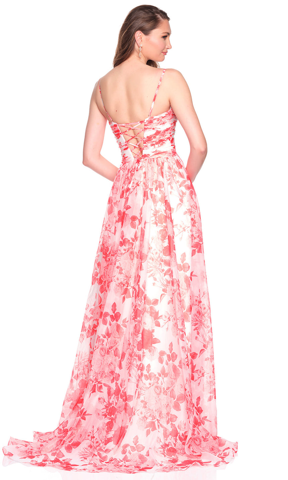 Dave & Johnny 12693 - A-Line Slit Floral Prom Gown Special Occasion Dress