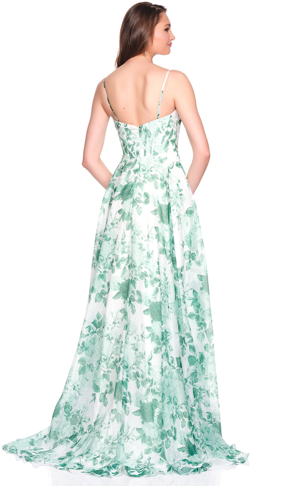 Dave & Johnny 12694 - Spaghetti Strap Corset Printed Gown Prom Dresses