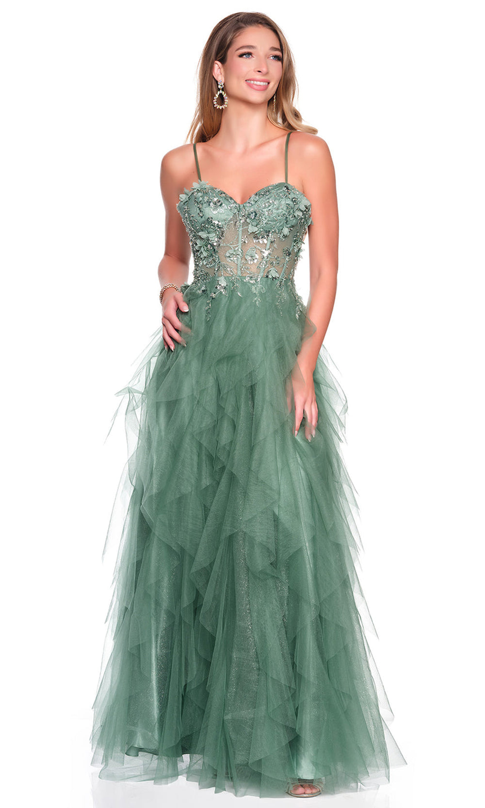 Dave & Johnny 12705 - Ruffled Tulle Sweetheart Prom Gown Prom Dresses