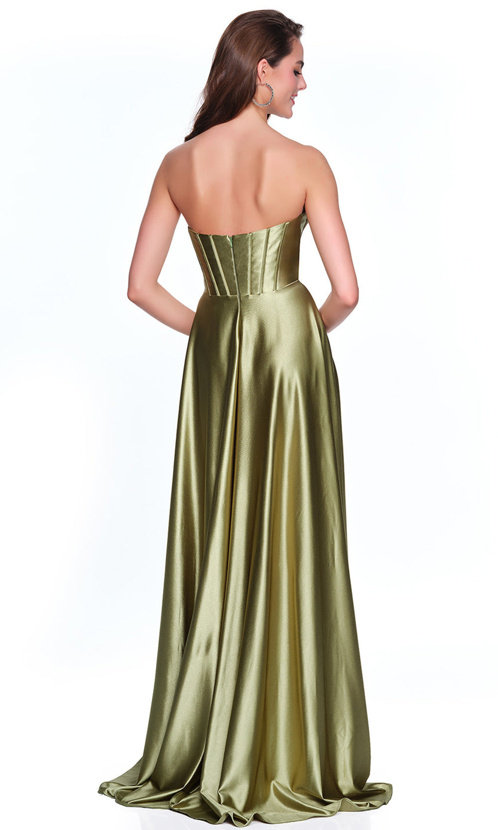 Dave & Johnny 12717 - Corset Detail A-Line Gown with Slit Prom Dresses