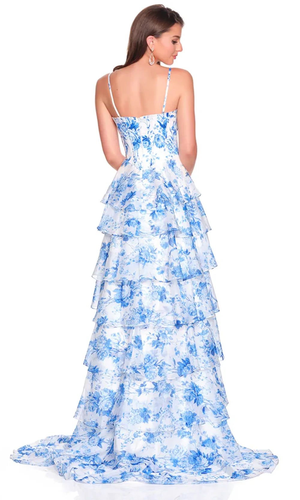 Dave & Johnny 12720 - Tiered Skirt Floral Print Prom Dress Prom Dresses