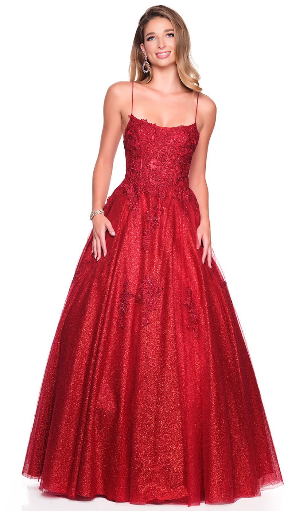 Dave & Johnny 12727 - Lace Embroidered Scoop Ballgown Ball Gowns