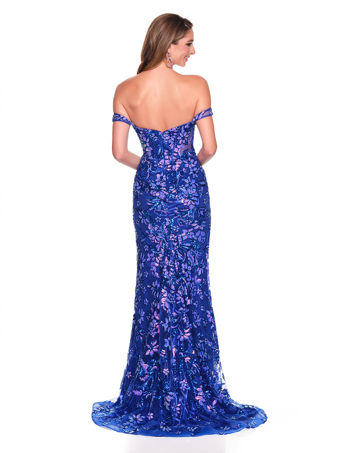 Dave & Johnny 12746 - Floral Pattern Plunging Sheath Gown Special Occasion Dress