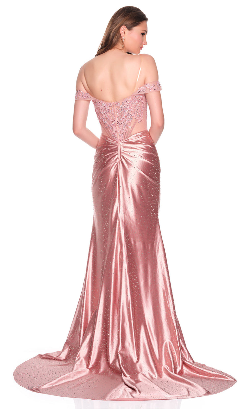 Dave & Johnny 12761 - Off Shoulder Illusion Embellished Gown Prom Dresses