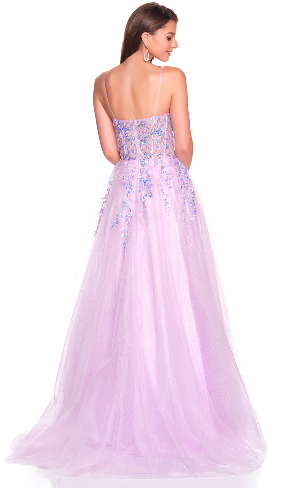 Dave & Johnny 12762 - Straight Neck Shimmer Tulle Ballgown Ball Gowns