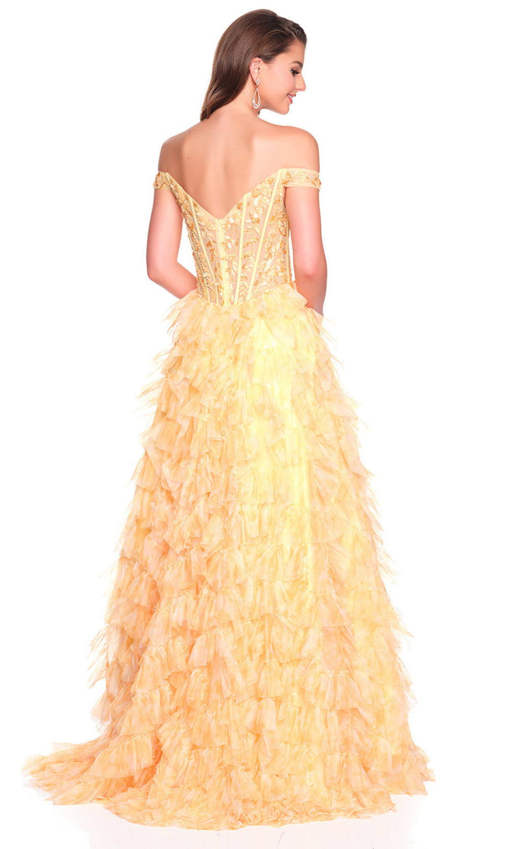 Dave & Johnny 12767 - Beaded Corset Ruffle Skirt Gown Ball Gowns