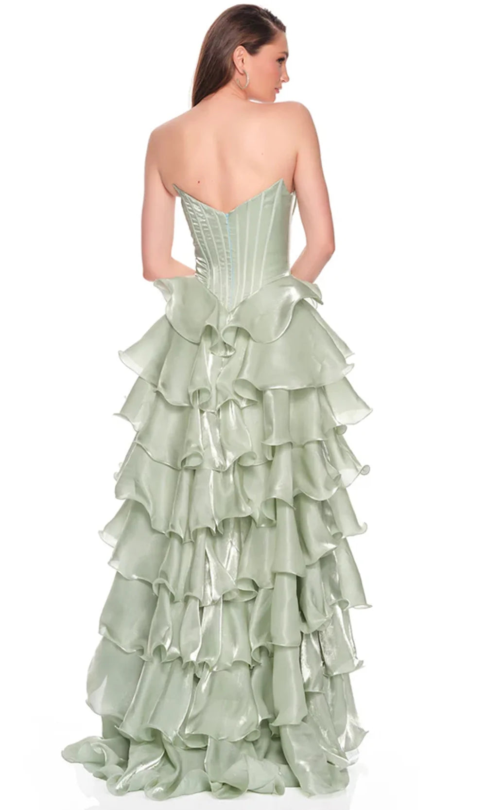 Dave & Johnny 12777 - Beaded Bust Tiered Ruffle Ballgown Prom Dresses