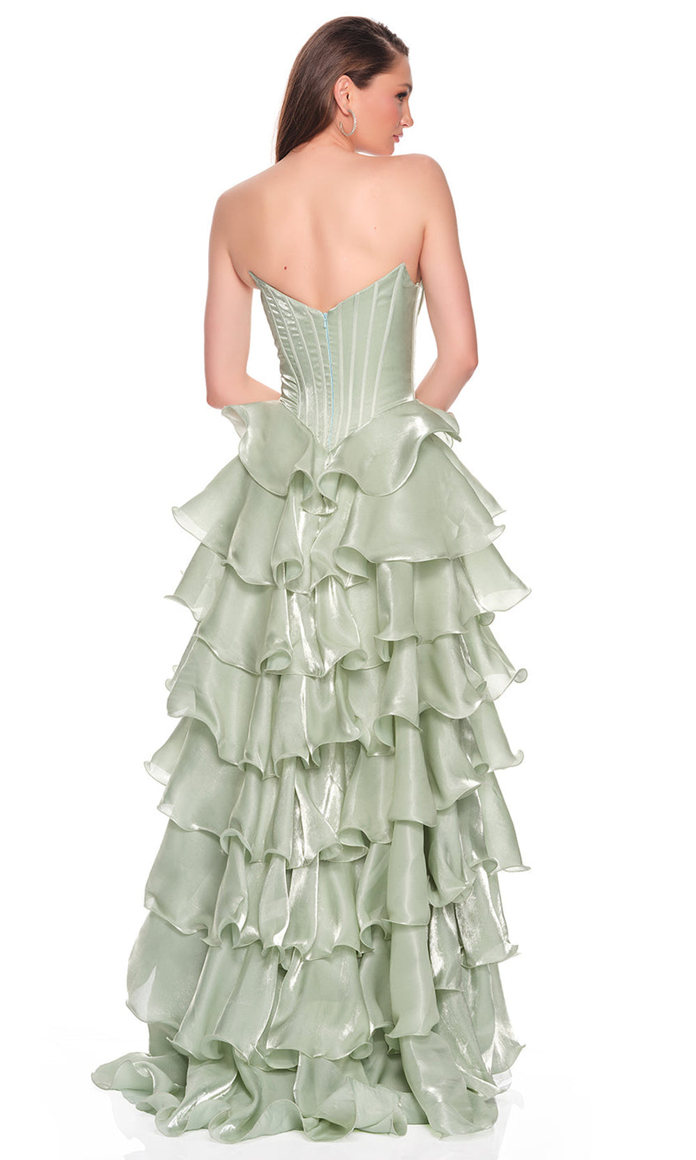 Dave & Johnny 12777W - Embellished Sweetheart Organza Ruffle Dress Prom Dresses
