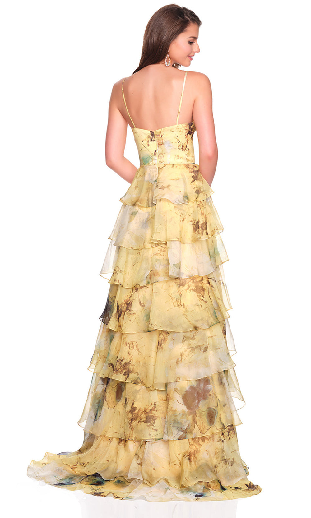Dave & Johnny 12792 - Ruffle A-Line Spaghetti Strap Gown Prom Dresses