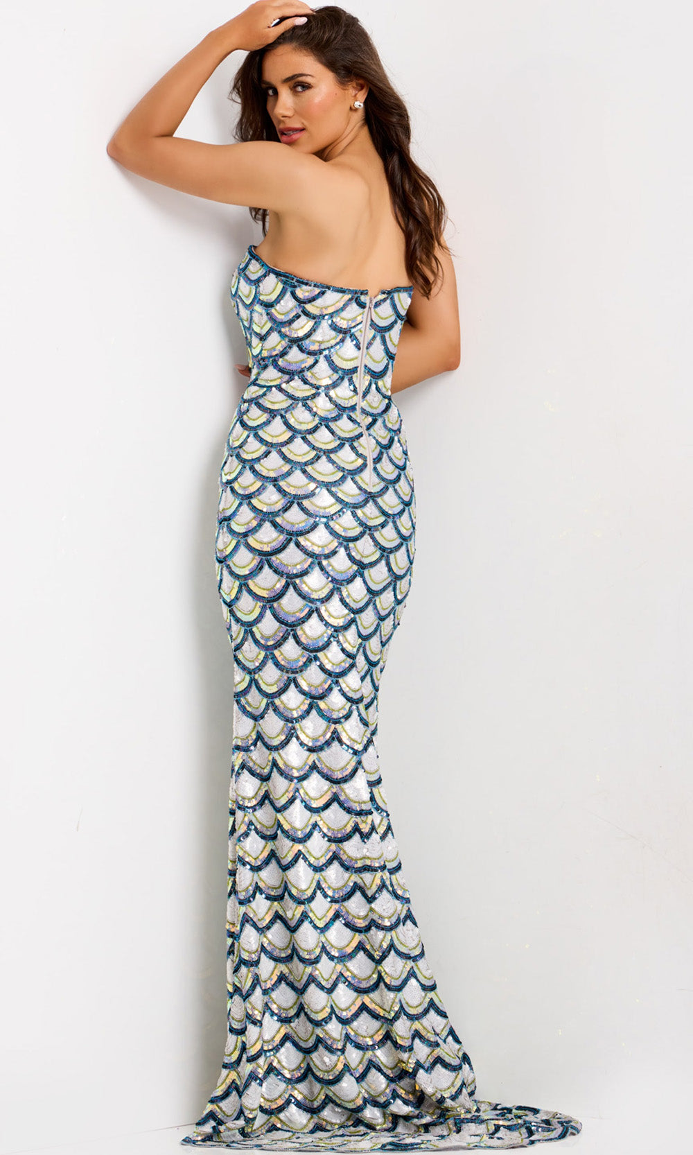 Jovani 49260 - Scallop Sequin Sheath Prom Dress